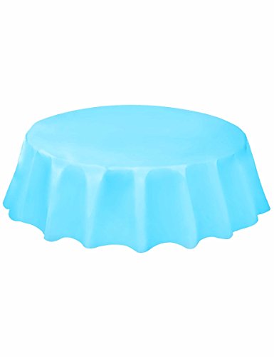 Unique Industries 50383 Powder Blue Plastic Round Tablecloth, 84"