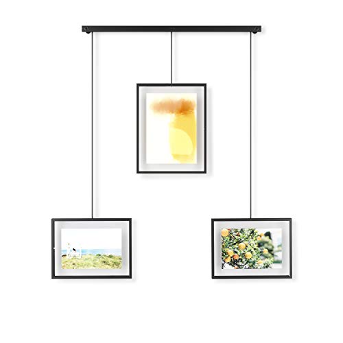 Umbra Exhibit Picture Frame Gallery Set Adjustable Collage Display for 5 Photos, Prints, Artwork & More (Holds Two 4 x 6 inch and Three 5 x 7 inch Images), Black