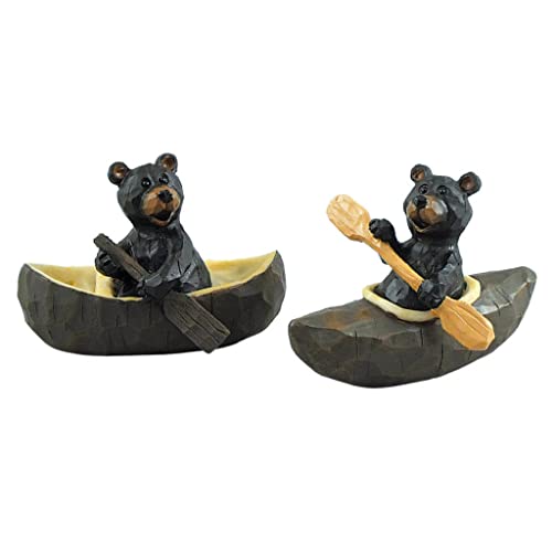 Lipco Black Bears in Canoe and Kayak Figurines, Set of 2 Assorted