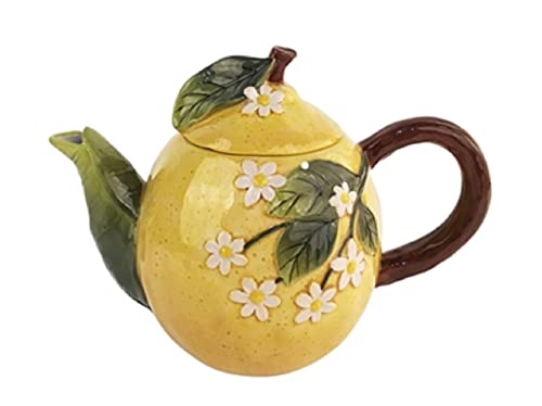 Blue Sky Clayworks Clayworks Summer Cottage Lemon Teapot, 9-inch Length