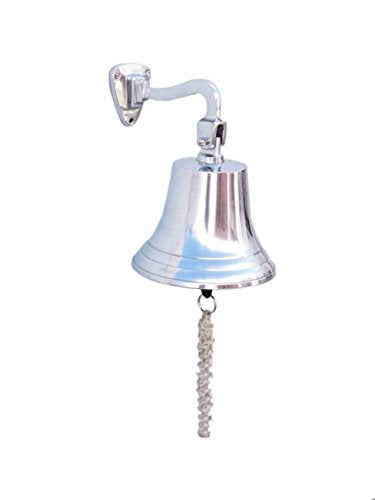 Hampton Iron 3xglass-101 Chrome Hanging Ship&APOSS Bell 9" Nautical Home Decoration, 9 inch