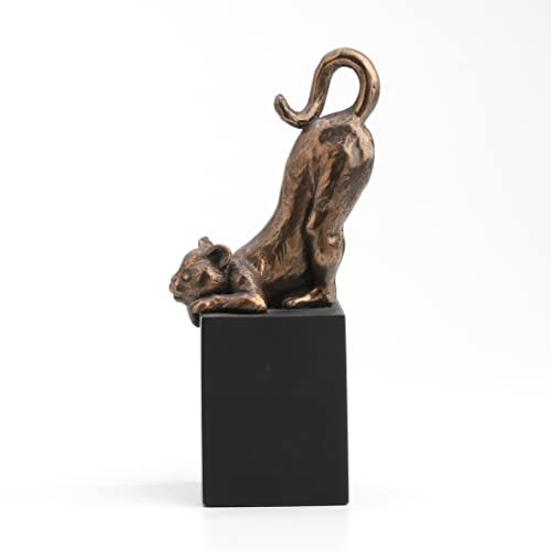 Unicorn Studio 5.5 Inch Cat - Ready For The Leap Cold Cast Bronze Sculpture Figurine