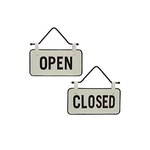 Foreside Home and Garden Small Open Closed Sign, White, Black