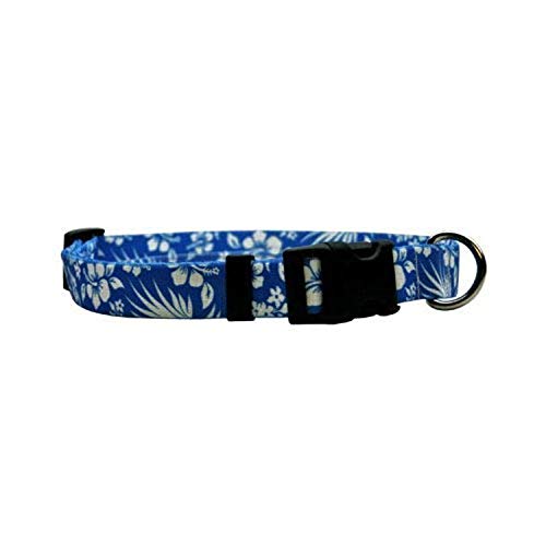 Yellow Dog Design Aloha Blue Dog Collar Fits Neck 14 to 20"/4" Wide, Medium 3/4" Wide