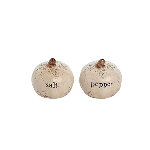 Transpac White Ceramic Pumpkin Salt and Pepper Shakers