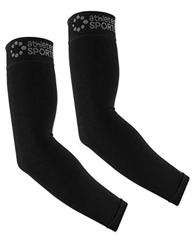 Bucky Athletec Sport Compression Arm Sleeve (20-30 mmHg) for Basketball, Baseball, Football, Cycling, Golf, Tennis, Arthritis, Tendonitis - Size Large/X-Large in Black (One Pair)