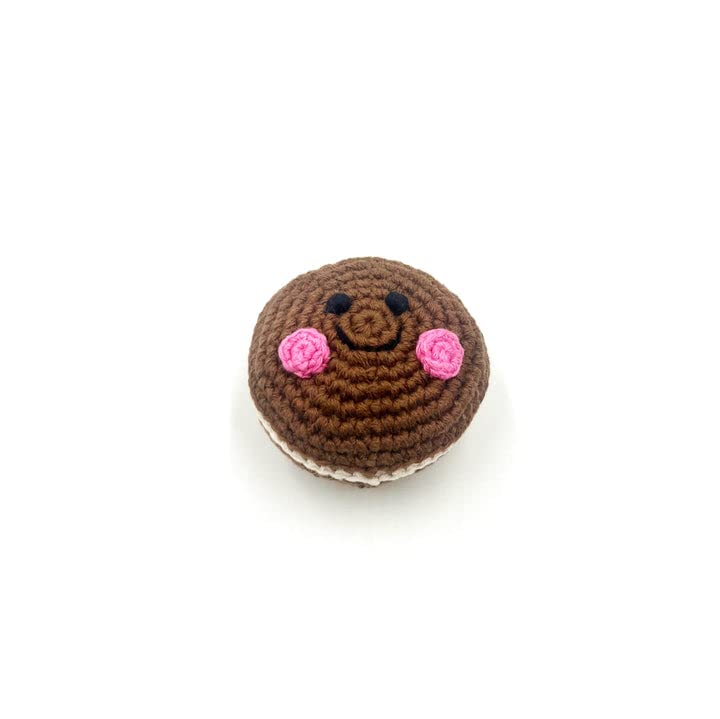 Pebble | Handmade Friendly Chocolate Rattle | Crochet | Fair Trade | Pretend | Imaginative Play | Woodlands | Rattle | Machine Washable