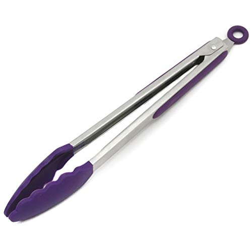 Chef Craft Premium Silicone Cooking Tongs, 12 inch, Purple