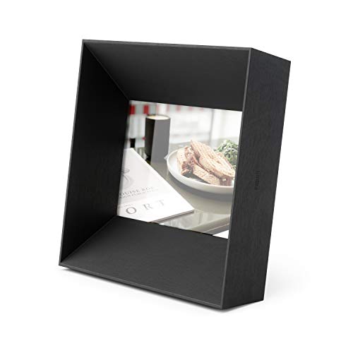 Umbra Lookout Angular Square Picture Frame for Desktop and Wall, 4"x6"(10.16x15.24cm), Black