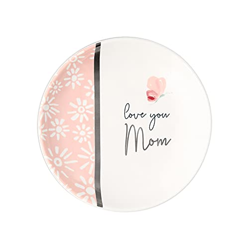 Pavilion Gift Company Keepsake Tray-Love You Mom Jewelry Dish, 4" Round, Pink