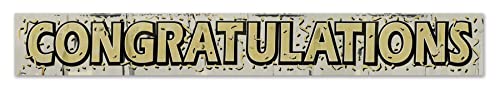 Beistle Metallic Congratulations Fringe Banner Party Supplies, Silver/Gold/White/Black