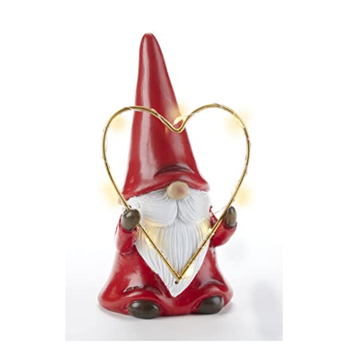 Delton Resin LED Santa with Heart, 6.30-inch Height