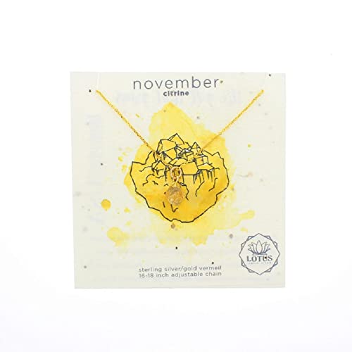 Lotus Jewelry Studio Gold Birthstone Mineral Card Necklace (November, Citrine)