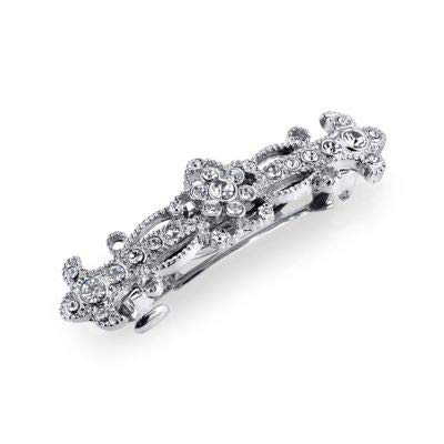 1928 Jewelry Women's Silver-Tone Crystal Small Bar, Silver, One Size