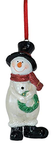 Boston International Christmas Ornament Tree Decoration, 4-Inches, Sparkles Wreath Snowman