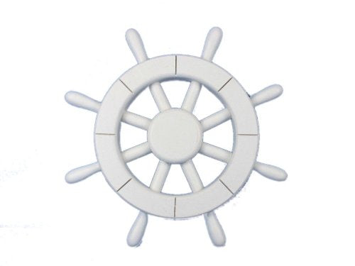 Hampton Iron White Ship Wheel, 12"