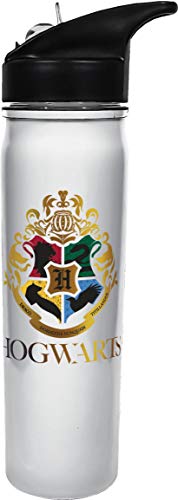 Spoontiques Officially Licensed Harry Potter Hogwarts Crest Flip Top Water Bottle - 18 Ounces