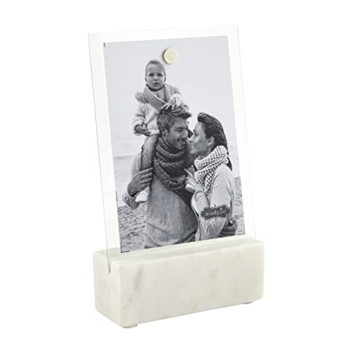 Mud Pie Marble Stand Frame, White, 5" x 7"