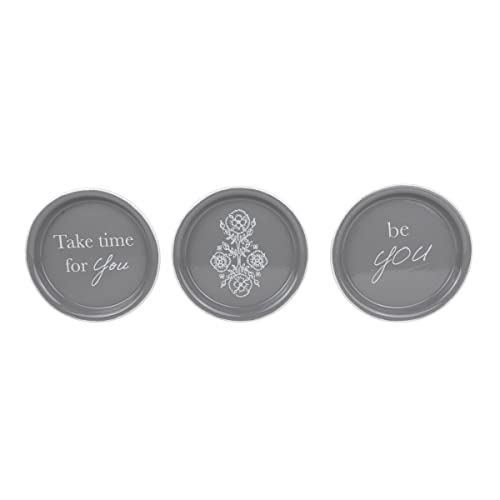 Foreside Home & Garden Set of 3 You Trinket Dishes Gray Metal