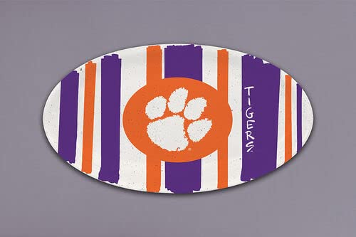 Magnolia Lane Clemson University Oval Striped Platter, 12.25-inch Length, Melamine, Kitchen Accessories
