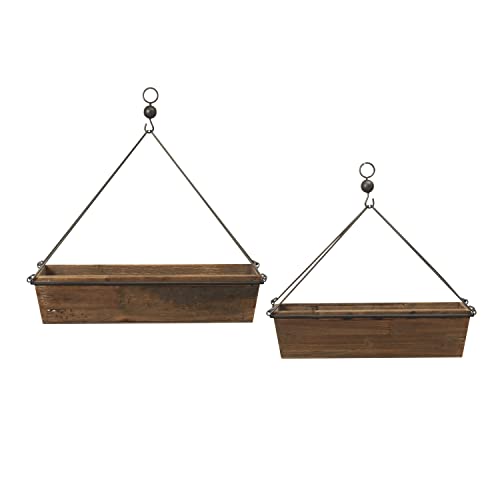 Gerson International Planters, 22-inch, Large, Wood & Metal, Set of 2