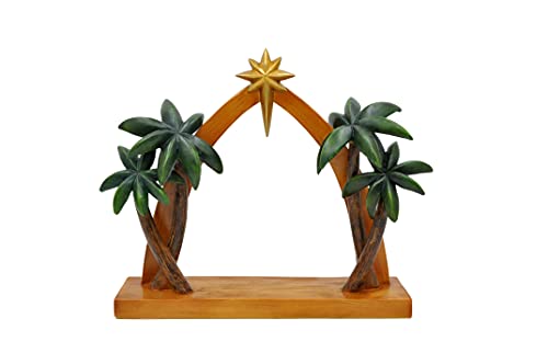 Comfy Hour Faith and Hope Collection Religious Nativity Creche, Stable with Star On Roof, Palm Trees Aside, Accessory for Christmas Holy Family Set, Polyresin