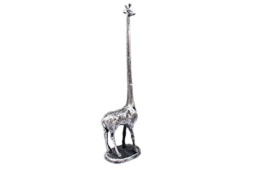 Hampton Iron Rustic Silver Cast Iron Giraffe Paper Towel Holder 19" - Cast Iron Decor - Deco