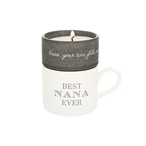 Pavilion - Best Nana Ever - 4 Oz Candle & 10.8 Oz Mug Gray & Cream Neutral Stackable To: From: Tag Gift Set