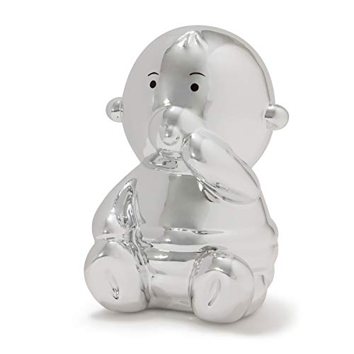 Made By Humans Balloon Baby Money Bank - Unique Ceramic Piggy Bank Gift - Perfect Newborn Baby, Girls, Boys Silver