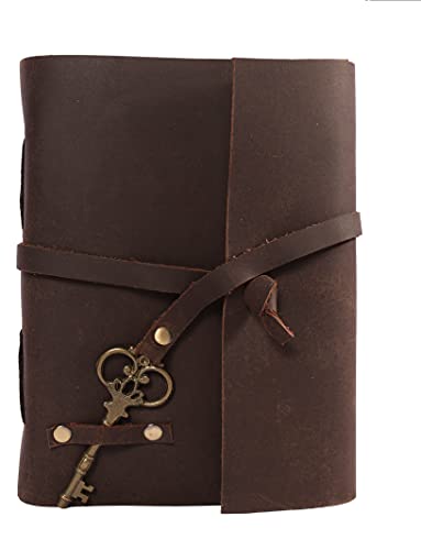 Tuzech Leather Journal Large Writing Notebook - Handmade Leather Bound Journal For Women and Men Gift For Art Sketchbook, Travel Diary And Notebooks To Write In 7 by 5 Inches (Brown)