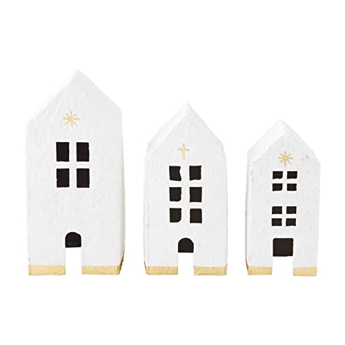 Mud Pie Papier Mache Holiday House Set, 9-inch