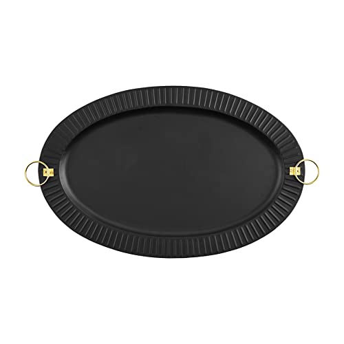 Mud Pie Tin Oval Tray, Black, 17 x 26 inch, Metal