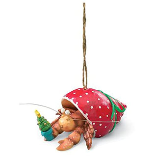 Cape Shore Pet Hermit Crab in Holiday Red Shell Christmas Tree Ornament