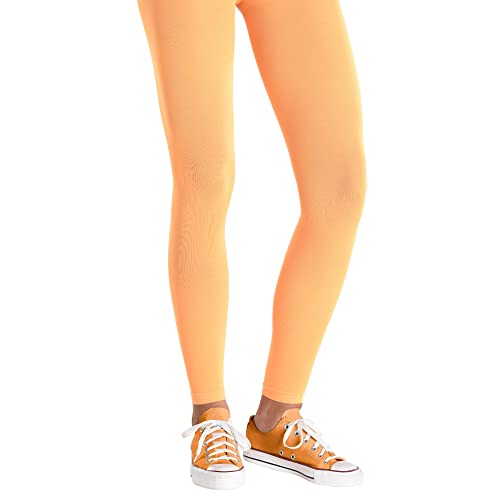Amscan Neon Footless Adult Leggings Tights, One Size, orange