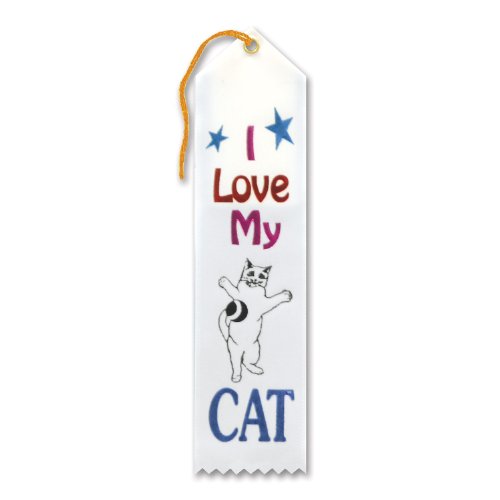 Beistle Store I Love My Cat Ribbon Award, Multicolor - 1pack