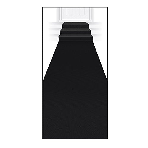 Beistle Black Novelty Polyester Fabric Aisle Runner For Weddings, Awards Night Theme, Proms, Ceremony Parties and Events