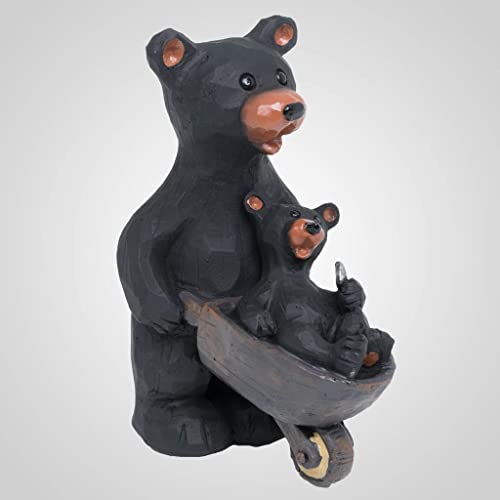 Lipco Bear with Cub in Wheelbarrow Figurine , 4.60-inch Height, Polystone