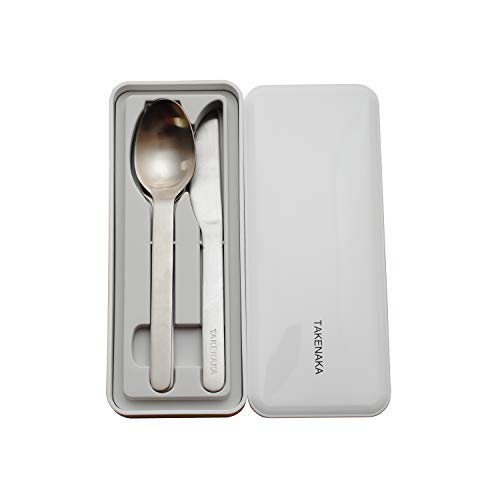 CUTLERY CASE A set of Fork, Knife, and Spoon, Eco-Friendly Lunch Accessory, Made in Japan, Takenaka Bento Box (Coconut White)