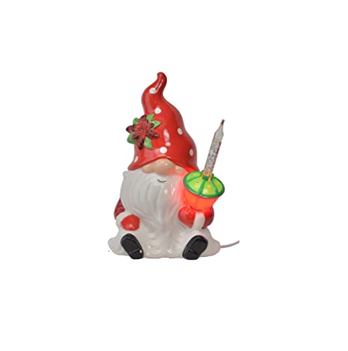 Ganz MX184864 LED Light Up Bubble Light Gnome Figurine, 8-inch Height, Ceramic