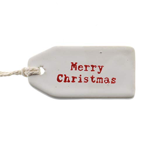 HomArt 37071-32 Merry Christmas Tag, 2.5-inch Length, Ceramic