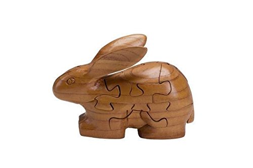 CHH 3D Bunny Rabbit Animal Theme Brain Teaser Wooden Puzzle, Brown
