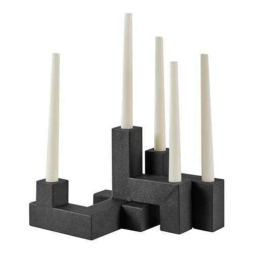Danya B. Contemporary Black Metal 2-Piece Stacking Candelabra Taper Candle Holder Set