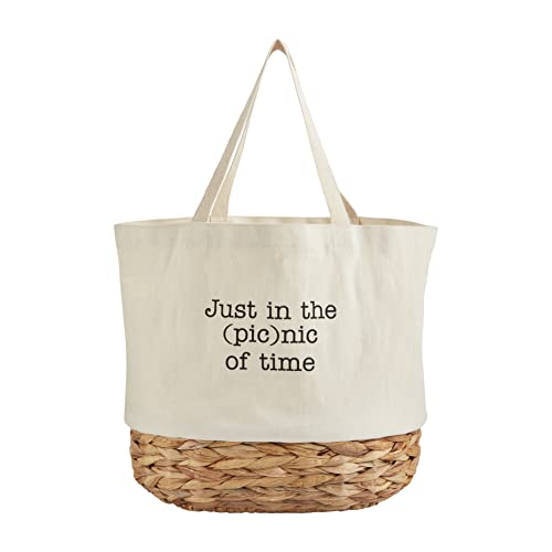 Mud Pie Picnic Basket, 16 1/2" x 13 1/2", WHITE