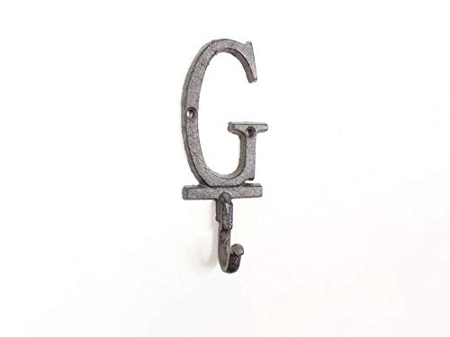 Hampton Iron Cast Iron Letter G Alphabet Wall Hook 6" - Metal Wall Hanging - Cast Iron Decor