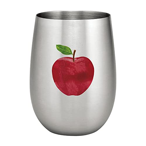 Supreme Housewares UPware 18/8 Stainless Steel 20 oz. Full Color Printed Stemless Wine Glass, Unbreakable and Shatterproof Metal, for Wine and Beverage (Apple)