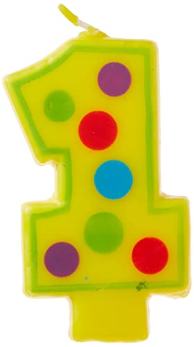 Unique Industries Decorative Polka Dot Number 1 Birthday Candle