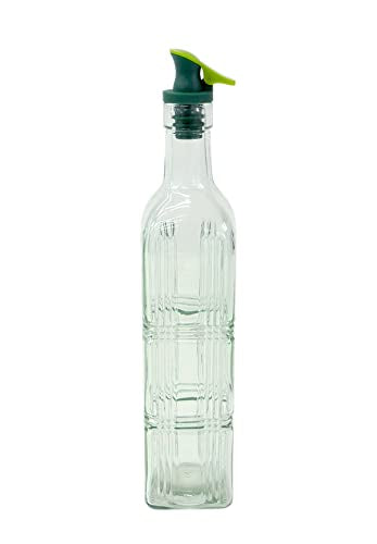 Grant Howard Infinity Embossed Glass Oil and Vinegar Cruet with Pourer, 16 oz, Translucent