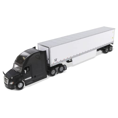 Freightliner New Cascadia Sleeper Cab Black with 53' Dry Van Trailer White Transport Series 1/50 Diecast Model by Diecast Masters 71047