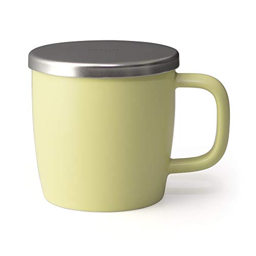 FORLIFE Dew Satin Finish Brew-In-Mug with Basket Infuser & Stainless Lid 11 oz. (Lemon Grass)