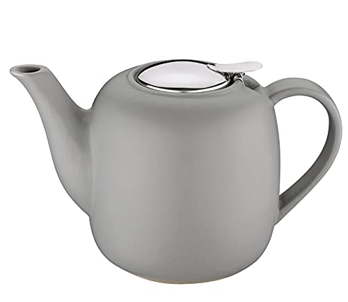 Frieling K√ºchenprofi London Ceramic Teapot with Stainless Steel Infuser, 8 Cup, Gray